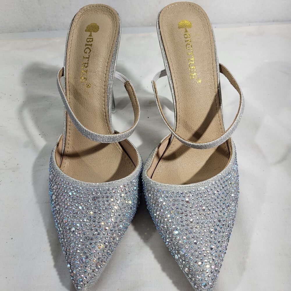 Bigtree Womens Sparkly Shimmery Pointed Toe Heels… - image 2
